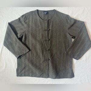 Eileen Fisher Dark Olive Silk and Linen Blouse